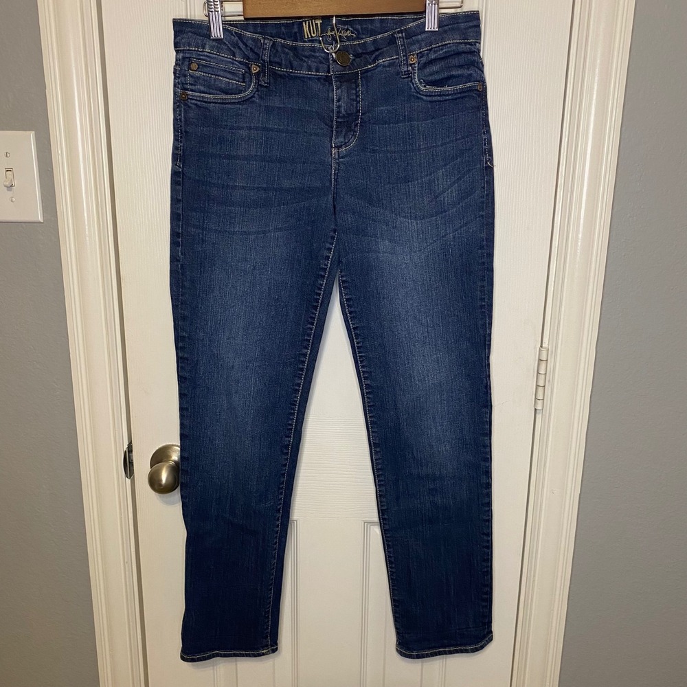 Kut from the Kloth Womens 8 Straight‎ Leg Jeans Dark Wash Stretch Denim